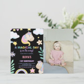Unicorn誕生日招待状と写真 招待状 (スタンド正面)