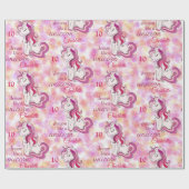 Unicorn誕生日追加ネームエイジガールズカワイイ ラッピングペーパー (フラット)