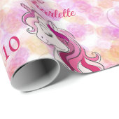 Unicorn誕生日追加ネームエイジガールズカワイイ ラッピングペーパー (ロールコーナー)