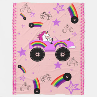 Unicorn運転モンスタートラック大 フリースブランケット
