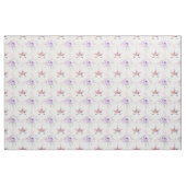 Unicorn顔と紫の花（白） ファブリック (ファットクウォーター)