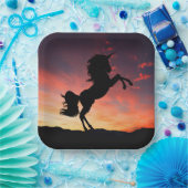 Unicorn飼育inゴージャスな夕日紙プレート ペーパープレート (パーティー)