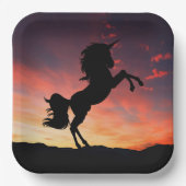 Unicorn飼育inゴージャスな夕日紙プレート ペーパープレート (正面)