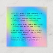 Unicorn はっきりした Rainbow Tattoo Aftercareの説明 スクエア名刺 (裏面)