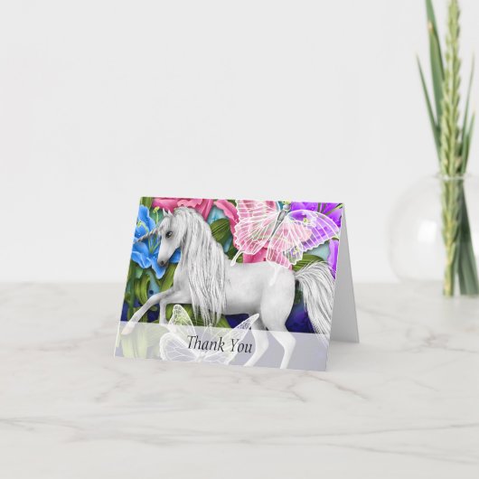 Unicorn、カラフルフローラ、蝶ありがとうN サンキューカード (正面)