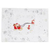 Unicorn スタイリッシュモダン Santa Snow Nameスクリプトクリスマス ラージペーパーバッグ (裏面)