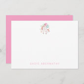 Unicorn パーソナライズされた Thank You Noteカード サンキューカード (正面/裏面)