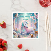 Unicorn、ベビー/子供、誕生日名前をカスタムする/ DOB スタンダードカクテルナプキン (インサイチュ)