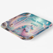 Unicorn、ベビー/子供、誕生日名前をカスタムする/ DOB ペーパープレート (傾斜あり)