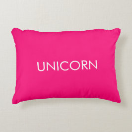 "Unicorn"ミニマルなホットピンクの明るい赤紫色白 アクセントクッション