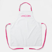 "Unicorn"ミニマルなホットピンクの明るい赤紫色白 エプロン (正面)