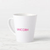 "Unicorn"ミニマルなホットピンクの明るい赤紫色白 カフェラテマグ (左アングル)