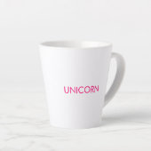 "Unicorn"ミニマルなホットピンクの明るい赤紫色白 カフェラテマグ (右アングル)
