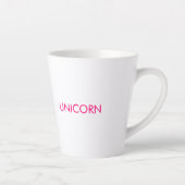 "Unicorn"ミニマルなホットピンクの明るい赤紫色白 カフェラテマグ (右)