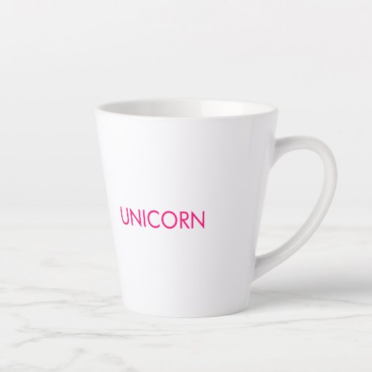 "Unicorn"ミニマルなホットピンクの明るい赤紫色白 カフェラテマグ (右)