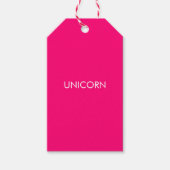 "Unicorn"ミニマルなホットピンクの明るい赤紫色白 ギフトタグ (正面)