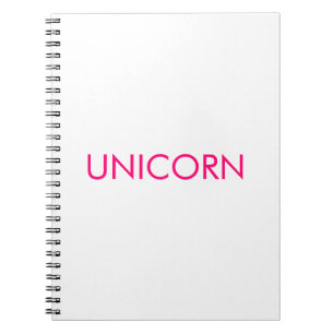 "Unicorn"ミニマルなホットピンクの明るい赤紫色白 ノートブック