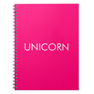 "Unicorn"ミニマルなホットピンクの明るい赤紫色白 ノートブック