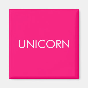 "Unicorn"ミニマルなホットピンクの明るい赤紫色白 マグネット