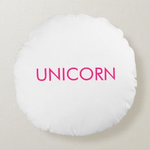 "Unicorn"ミニマルなホットピンクの明るい赤紫色白 ラウンドクッション