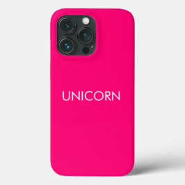 "Unicorn"ミニマルなホットピンクの明るい赤紫色白 iPhone 13 Proケース