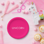 "Unicorn"ミニマルなホットピンク明るい赤紫色白カスタム色 ペーパープレート (パーティー)