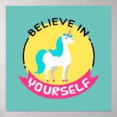 Unicorn "信じin yourself"やる気を起こさせるスケッチ ポスター (正面)