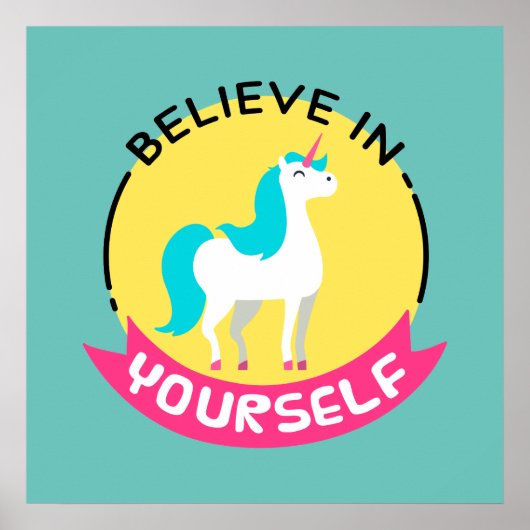 Unicorn "信じin yourself"やる気を起こさせるスケッチ ポスター (正面)
