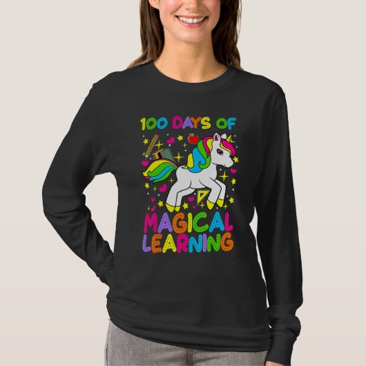 Unicorn 100 Days Of Magical Learning 100th Day Of  Tシャツ (正面)