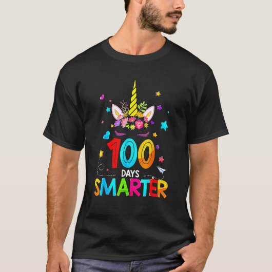 Unicorn 100 Days Smarter 100th Day Of School Stude Tシャツ (正面)
