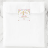 Unicorn 1st誕生日ありがとうお願いステッカー スクエアシール (バッグ)