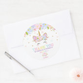 Unicorn 1st誕生日ありがとうお願いステッカー ラウンドシール (封筒)