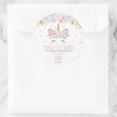 Unicorn 1st誕生日ありがとうお願いステッカー ラウンドシール (バッグ)