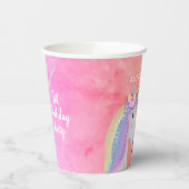Unicorn 1st誕生日ピンク紫の水色名 紙コップ (左)