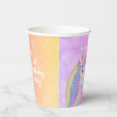 Unicorn 1st誕生日ピンク紫の水色名 紙コップ (右)