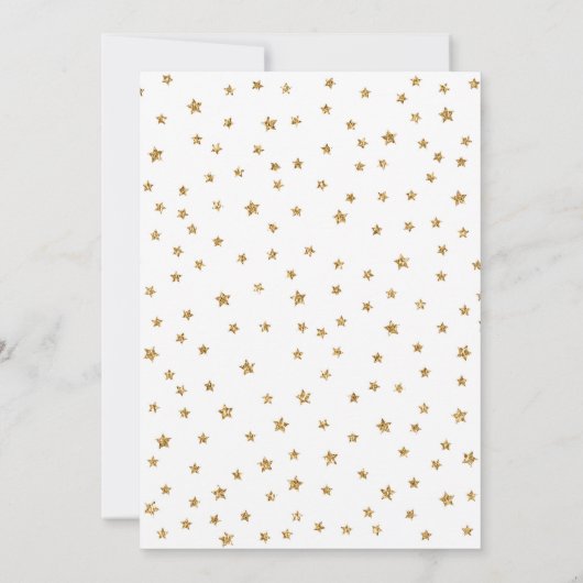 Unicorn 1st Birthday -金ゴールドティール(緑がかった色)パープルピンク 招待状 (裏面)