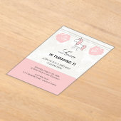 Unicorn 1st Birthday Cute Pink  アクリル招待状 (レイダウン)