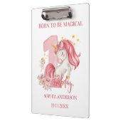 Unicorn 1st Birthday Pink Custom クリップボード (左)