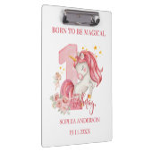 Unicorn 1st Birthday Pink Custom クリップボード (右)