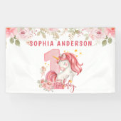 Unicorn 1st Birthday Pink Little Girl  横断幕 (横)