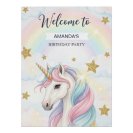 Unicorn 1stBirthday Party Personalized Welcome ポスター