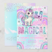 Unicorn 4th Birthday Un-fourgettable Magical 招待状 (正面/裏面)