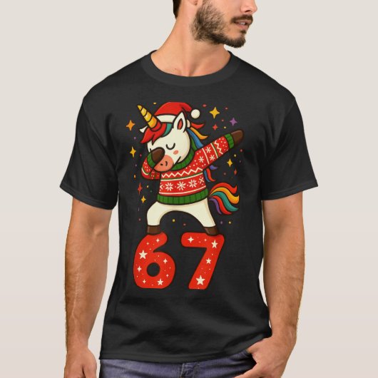 Unicorn 67 Meme Six Seven Funny Christmas  Tシャツ (正面)