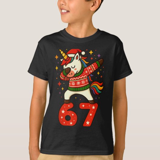 Unicorn 67 Meme Six Seven Funny Christmas  Tシャツ (正面)