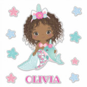 Unicorn African American Mermaidステッカー シール (正面)