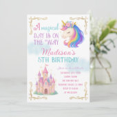 Unicorn and Castle Birthday Party Invitation 招待状 (スタンド正面)