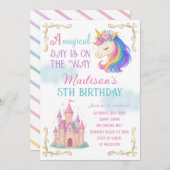 Unicorn and Castle Birthday Party Invitation 招待状 (正面/裏面)