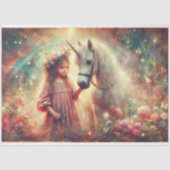 Unicorn and Child in Enchanted Woods Decoupage 薄葉紙 (正面)