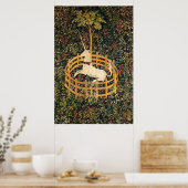 UNICORN AND GOTHIC FANTASY FLOWERS,FLORAL MOTIFS ポスター (キッチン)