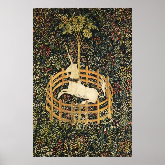 UNICORN AND GOTHIC FANTASY FLOWERS,FLORAL MOTIFS ポスター (正面)